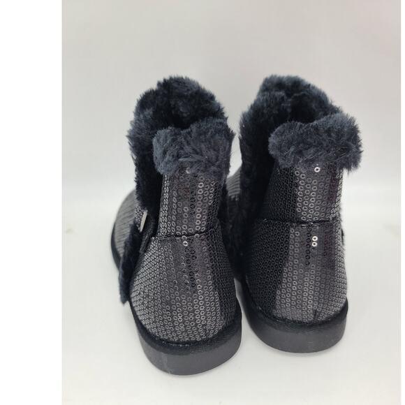 NIB SO Chill Women's Black Sequin Accent Booties Faux Fur Size 10 - Picture 5 of 8